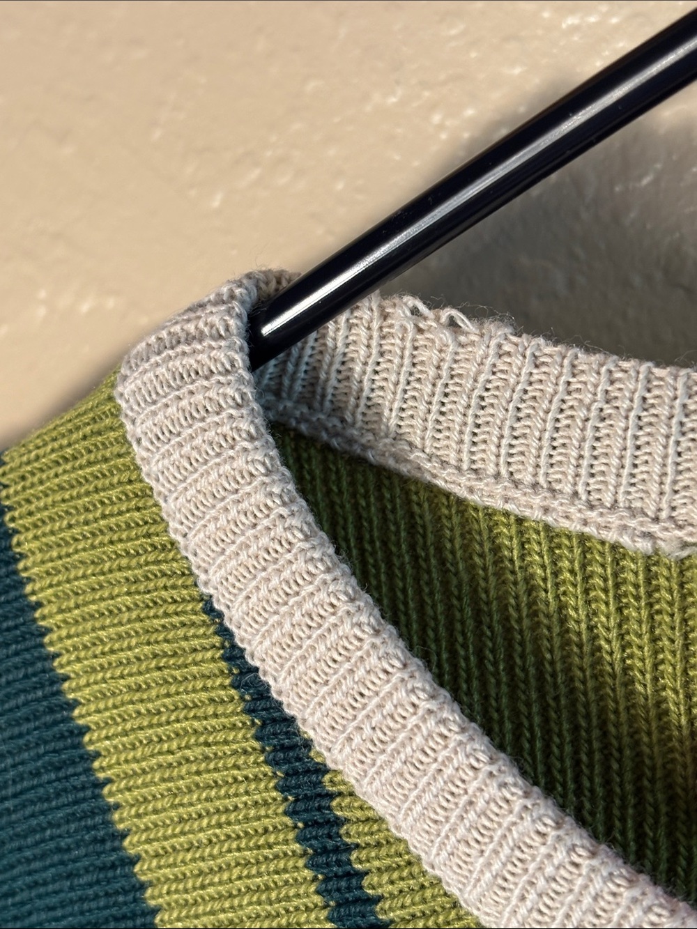 VINTAGE Diesel knitwear sweater featuring green, olive, and cream vertical strip - Picture 6 of 11